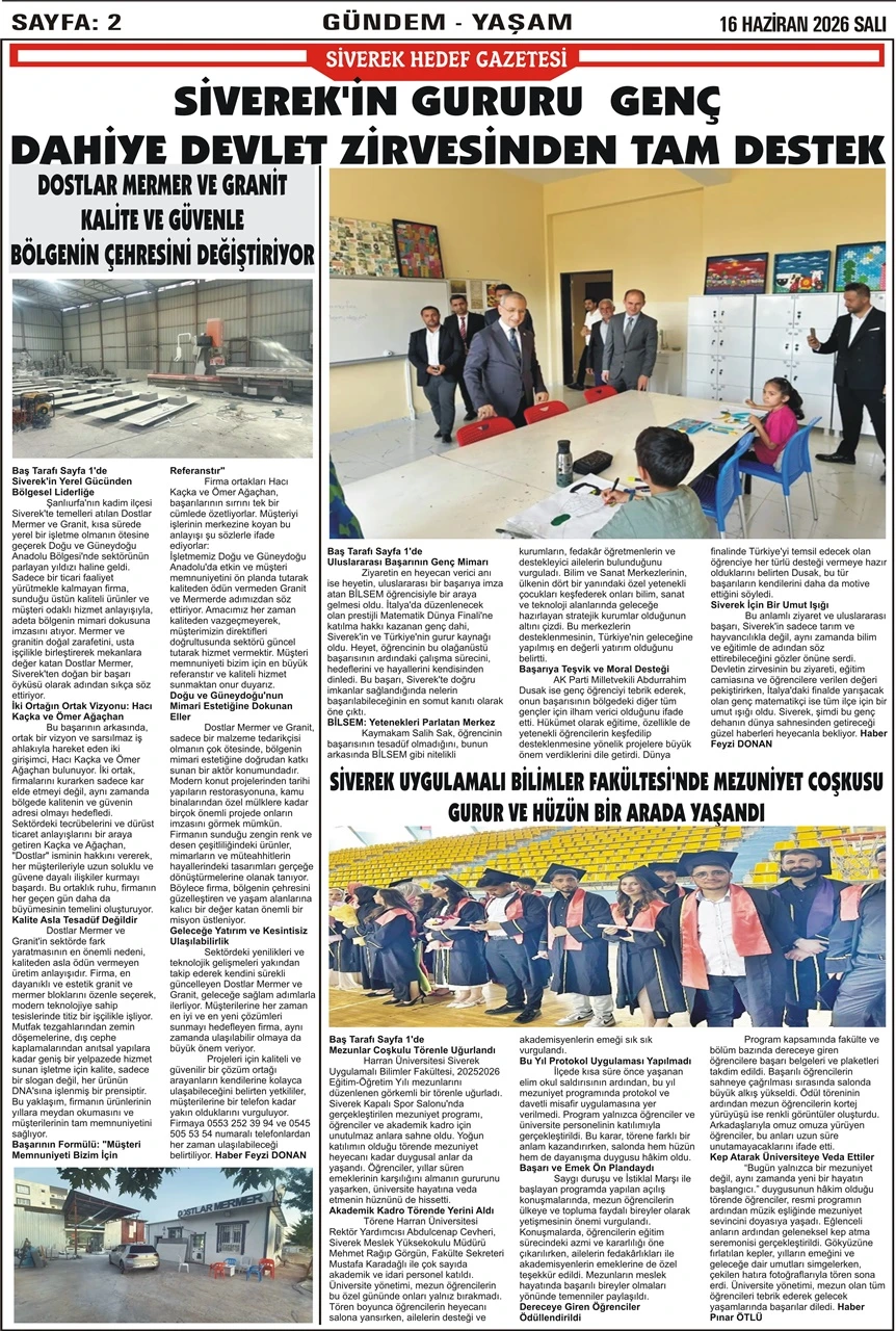 16.06.2026 Tarihli Gazetemiz