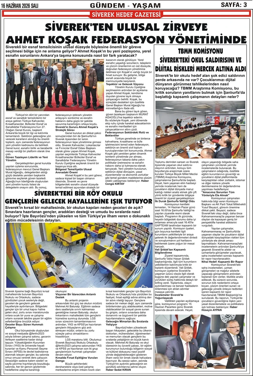 16.06.2026 Tarihli Gazetemiz