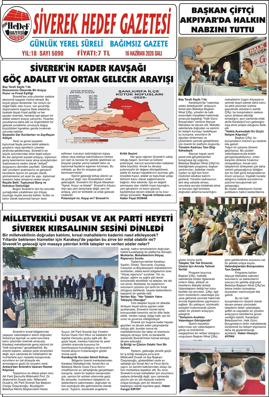 16.06.2026 Tarihli Gazetemiz