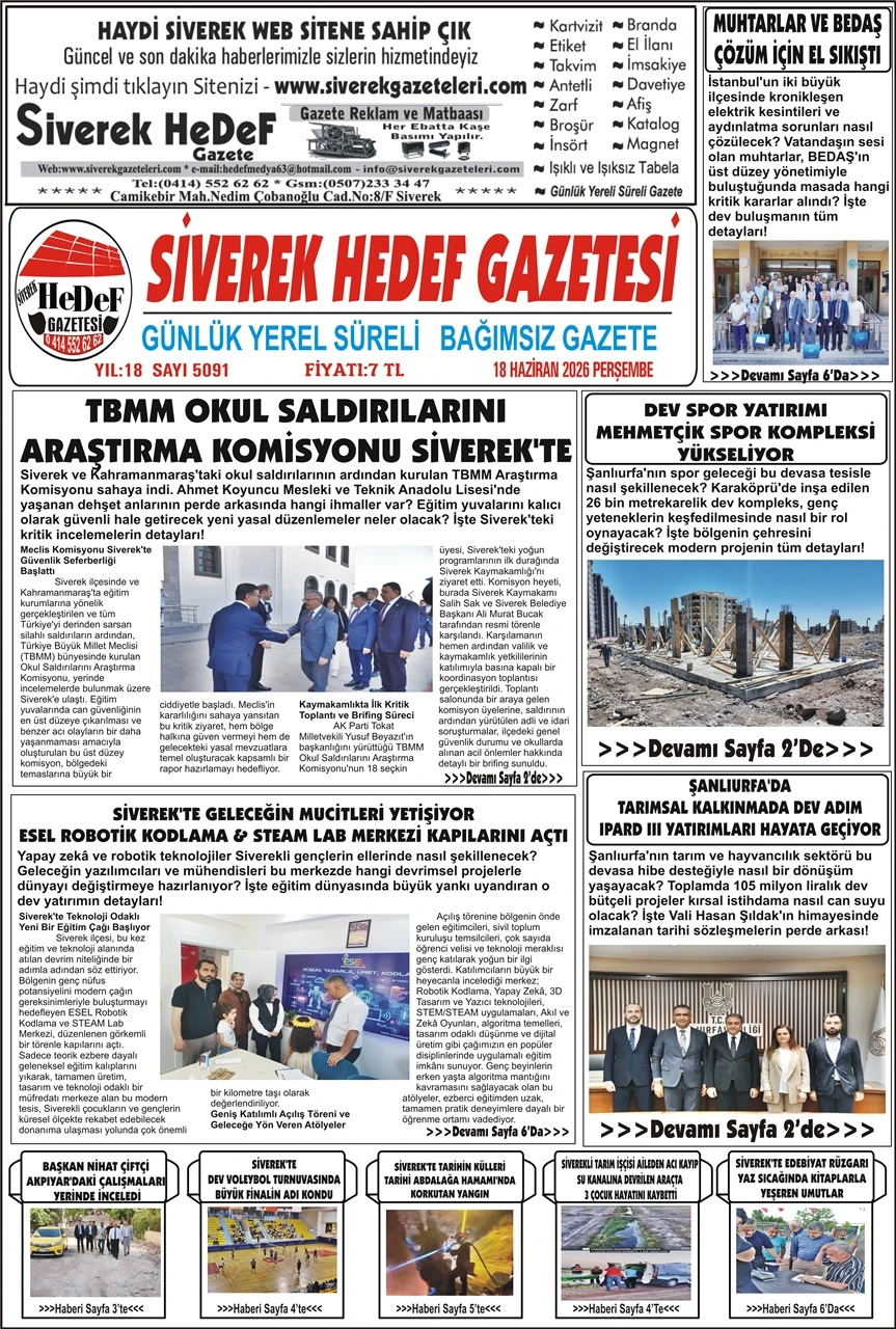 18.06.2026 Tarihli Gazetemiz