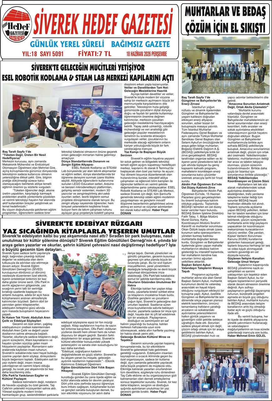 18.06.2026 Tarihli Gazetemiz