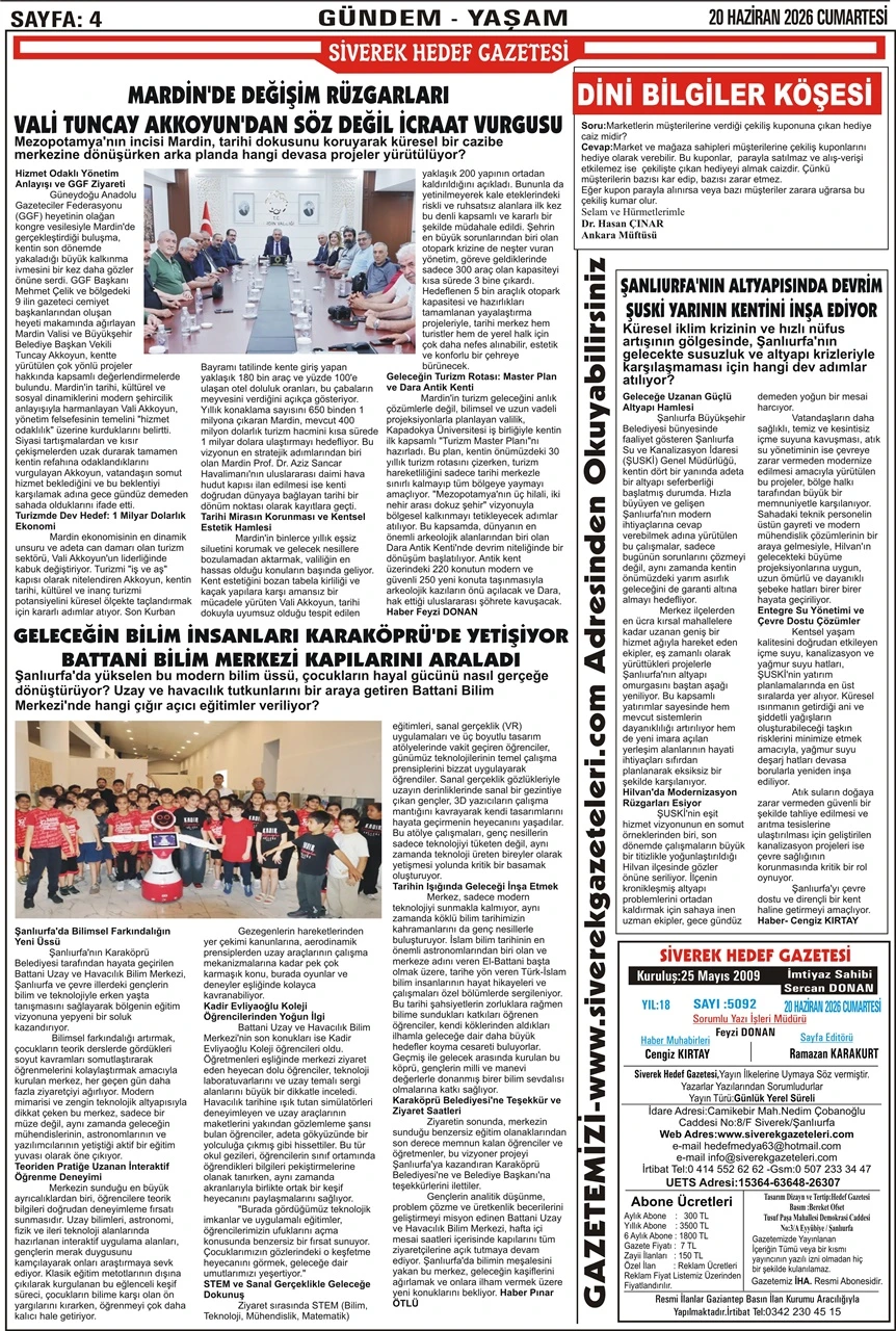 20.06.2026 Tarihli Gazetemiz