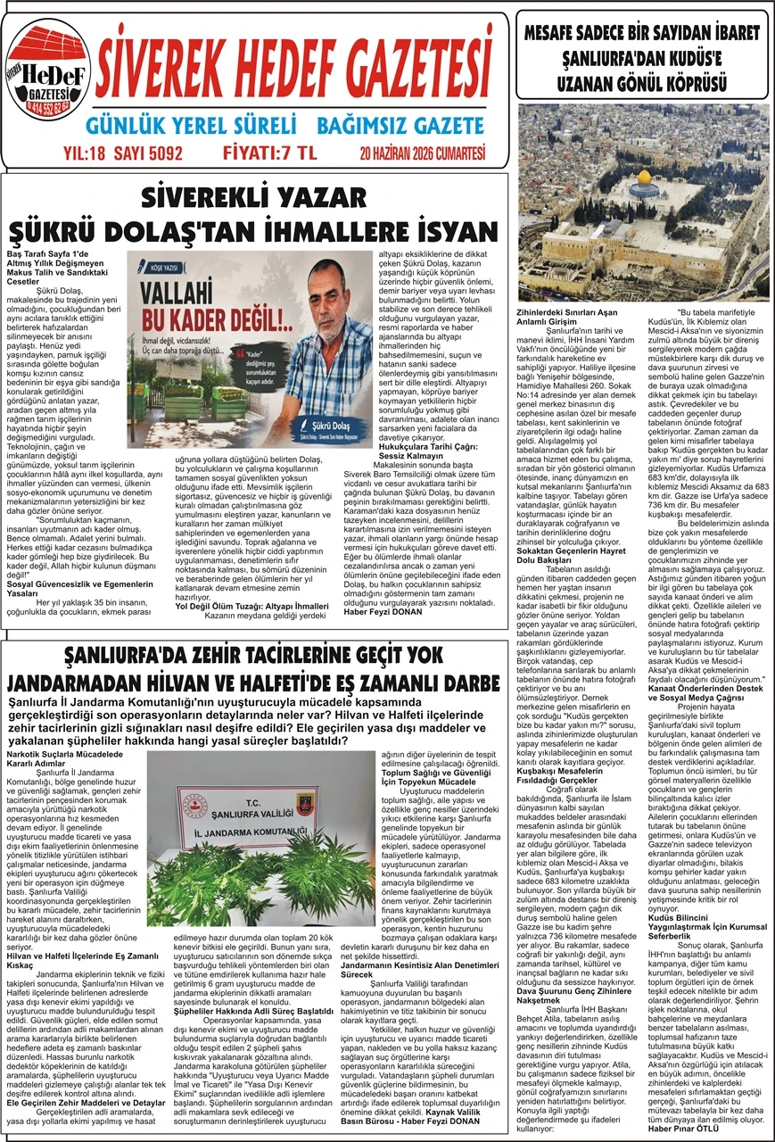 20.06.2026 Tarihli Gazetemiz