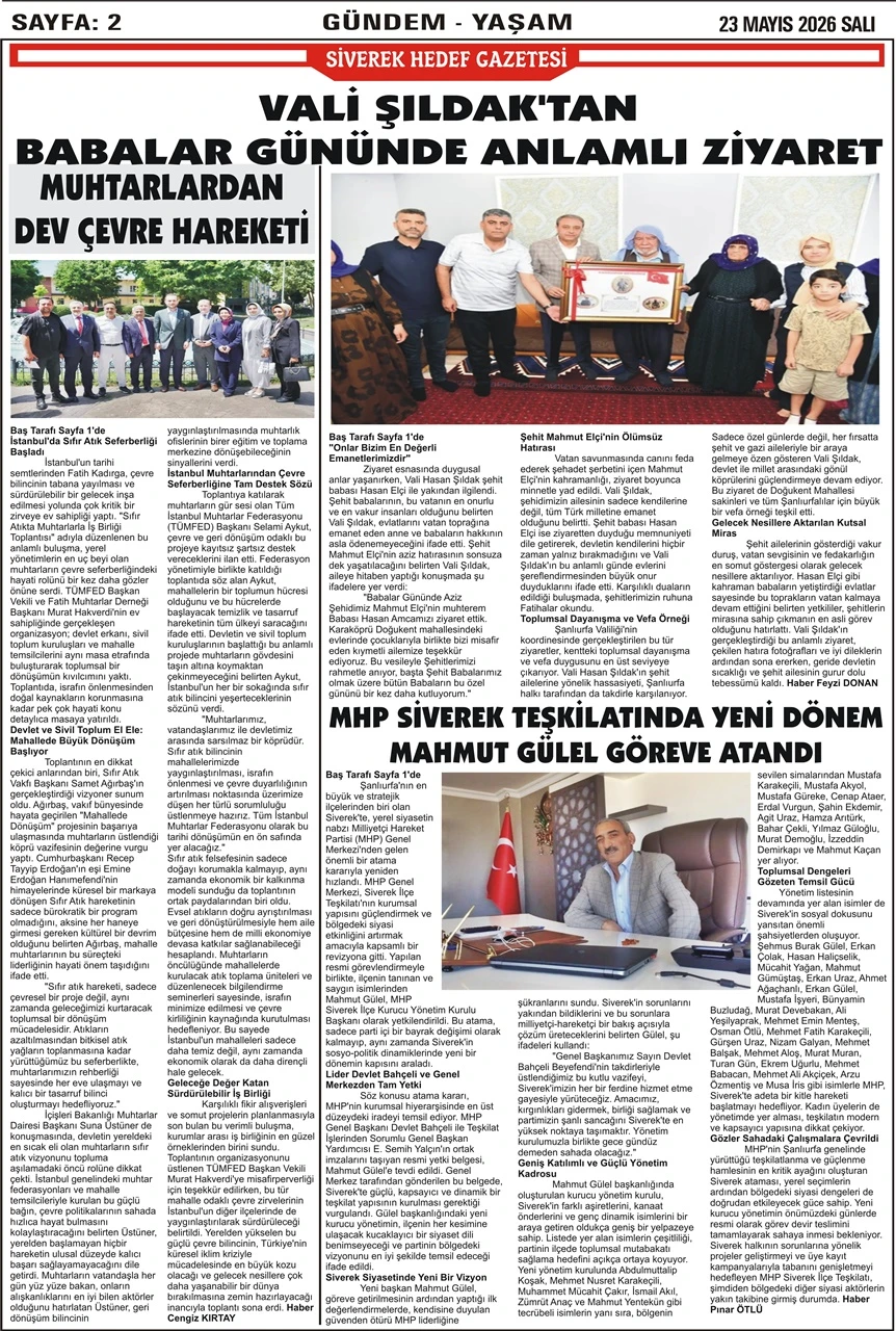 23.06.2026 Tarihli Gazetemiz