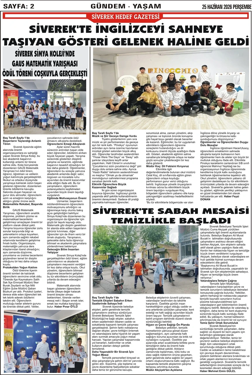 25.06.2026 Tarihli Gazetemiz