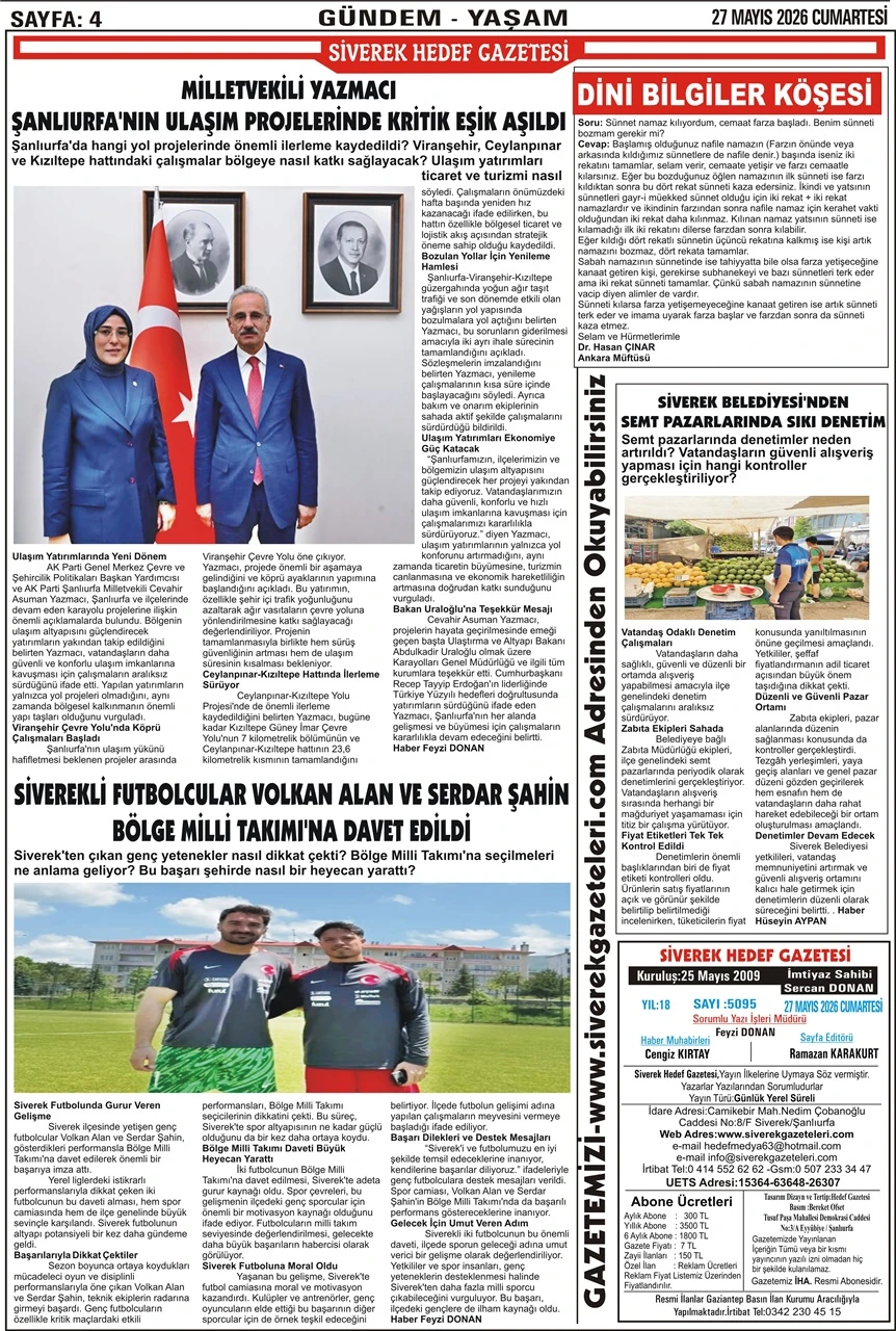 27.06.2026 Tarihli Gazetemiz