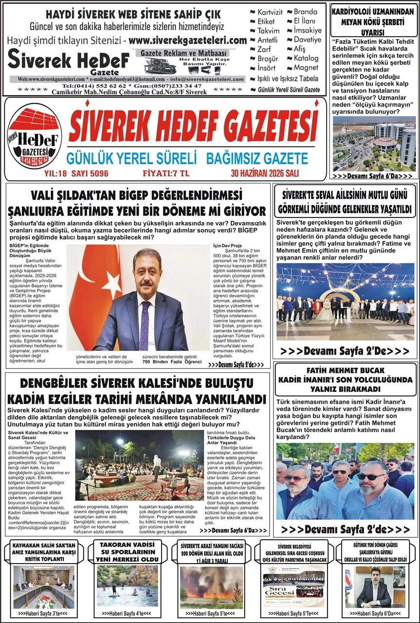 30.06.2026 Tarihli Gazetemiz