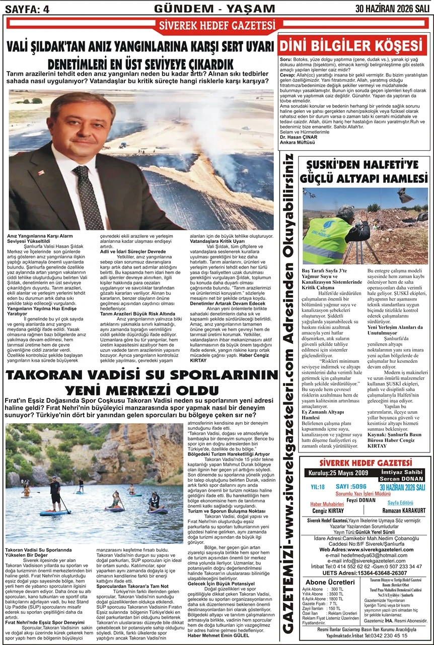 30.06.2026 Tarihli Gazetemiz