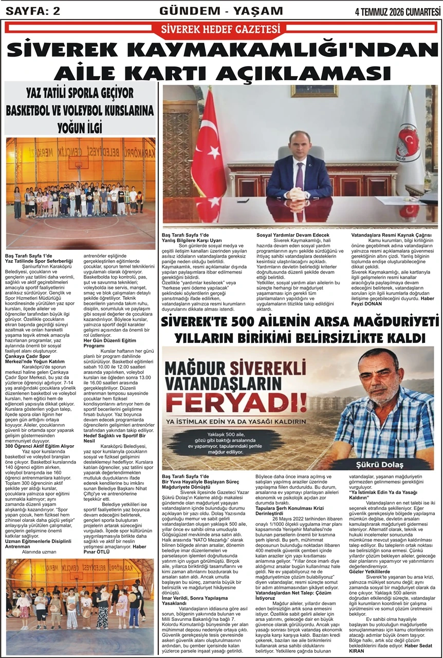 04.07.2026 Tarihli Gazetemiz