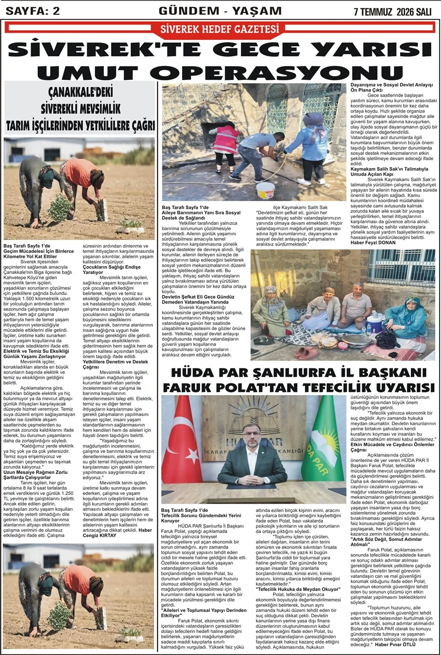 07.07.2026 Tarihli Gazetemiz