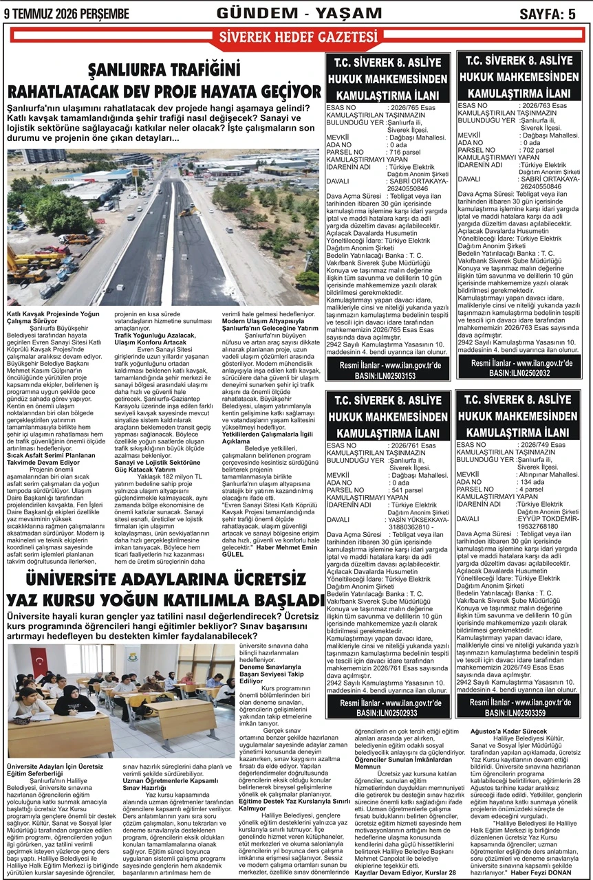 09.07.2026 Tarihli Gazetemiz