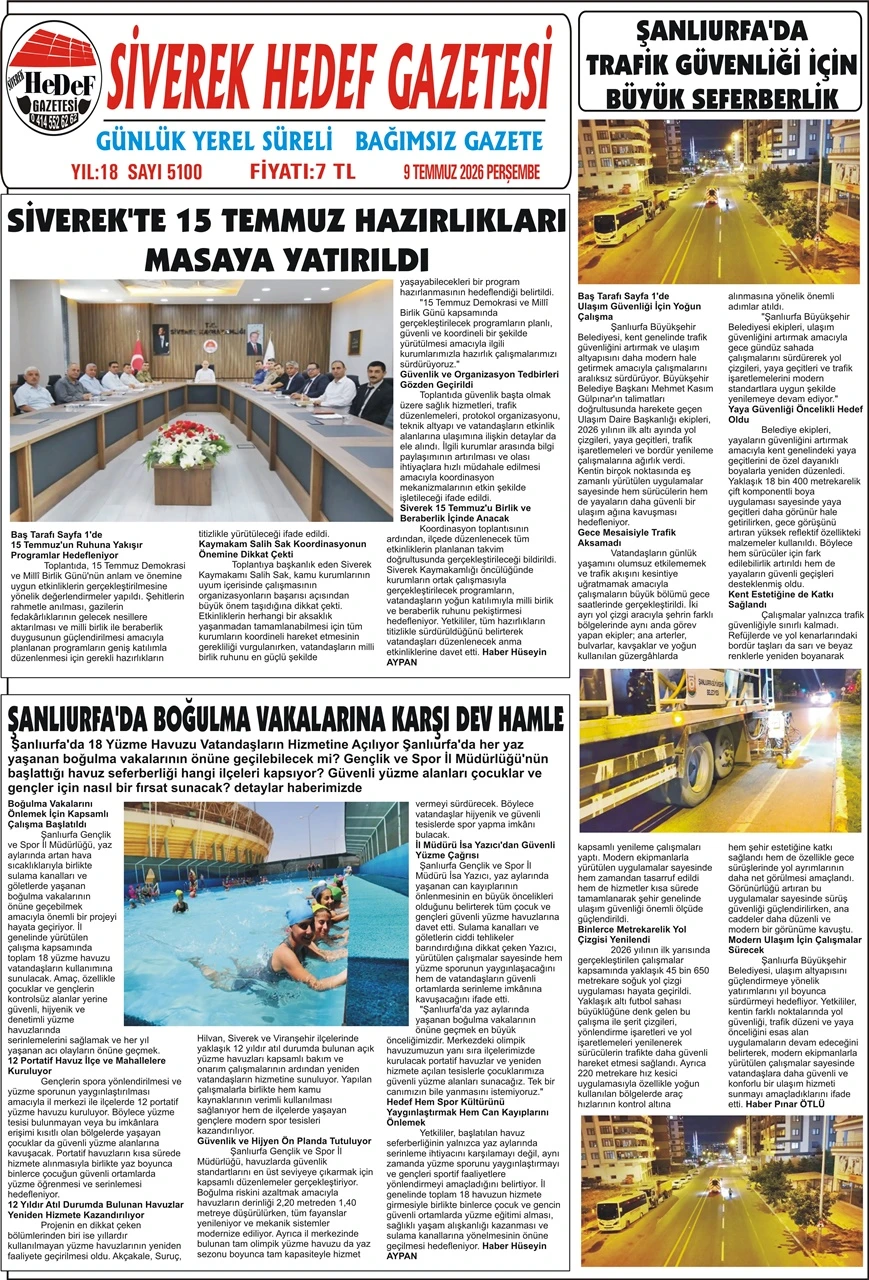 09.07.2026 Tarihli Gazetemiz