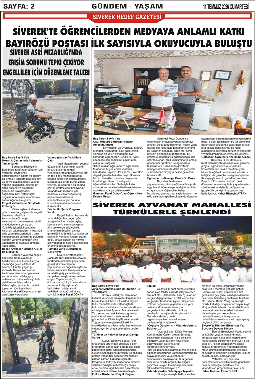 11.07.2026 Tarihli Gazetemiz