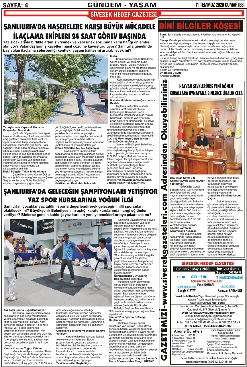 11.07.2026 Tarihli Gazetemiz