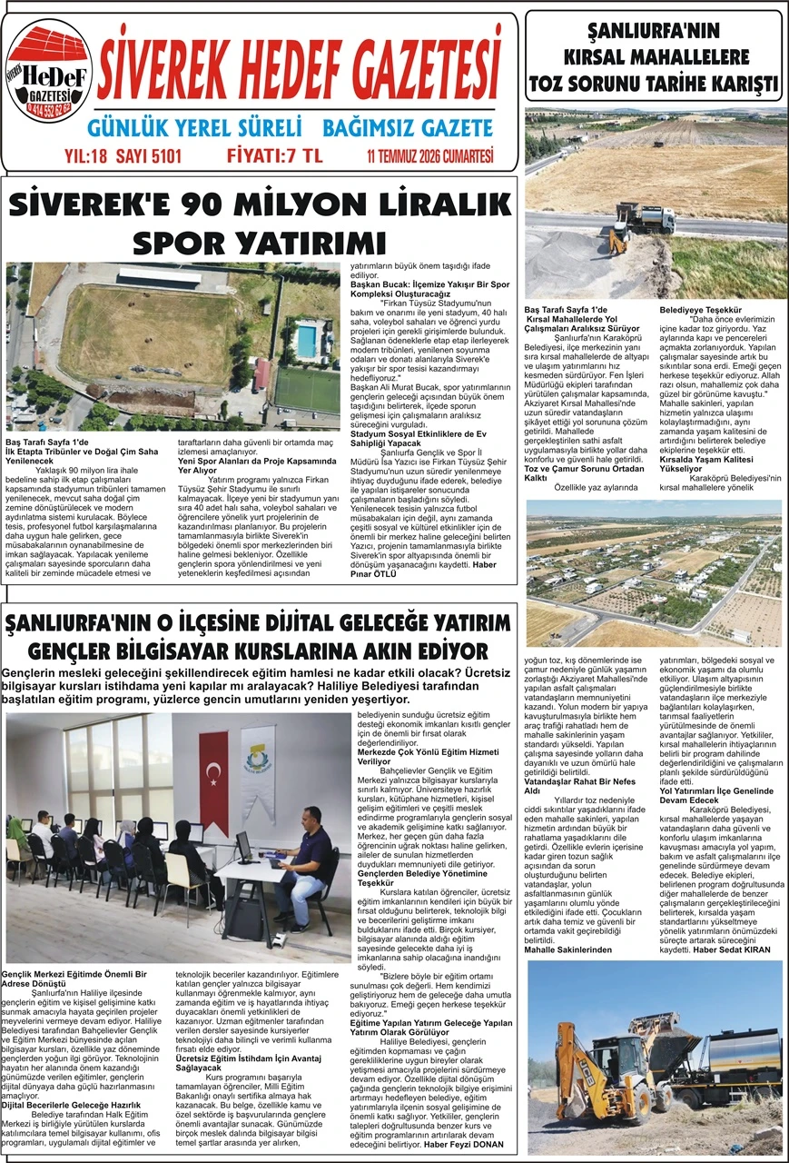 11.07.2026 Tarihli Gazetemiz