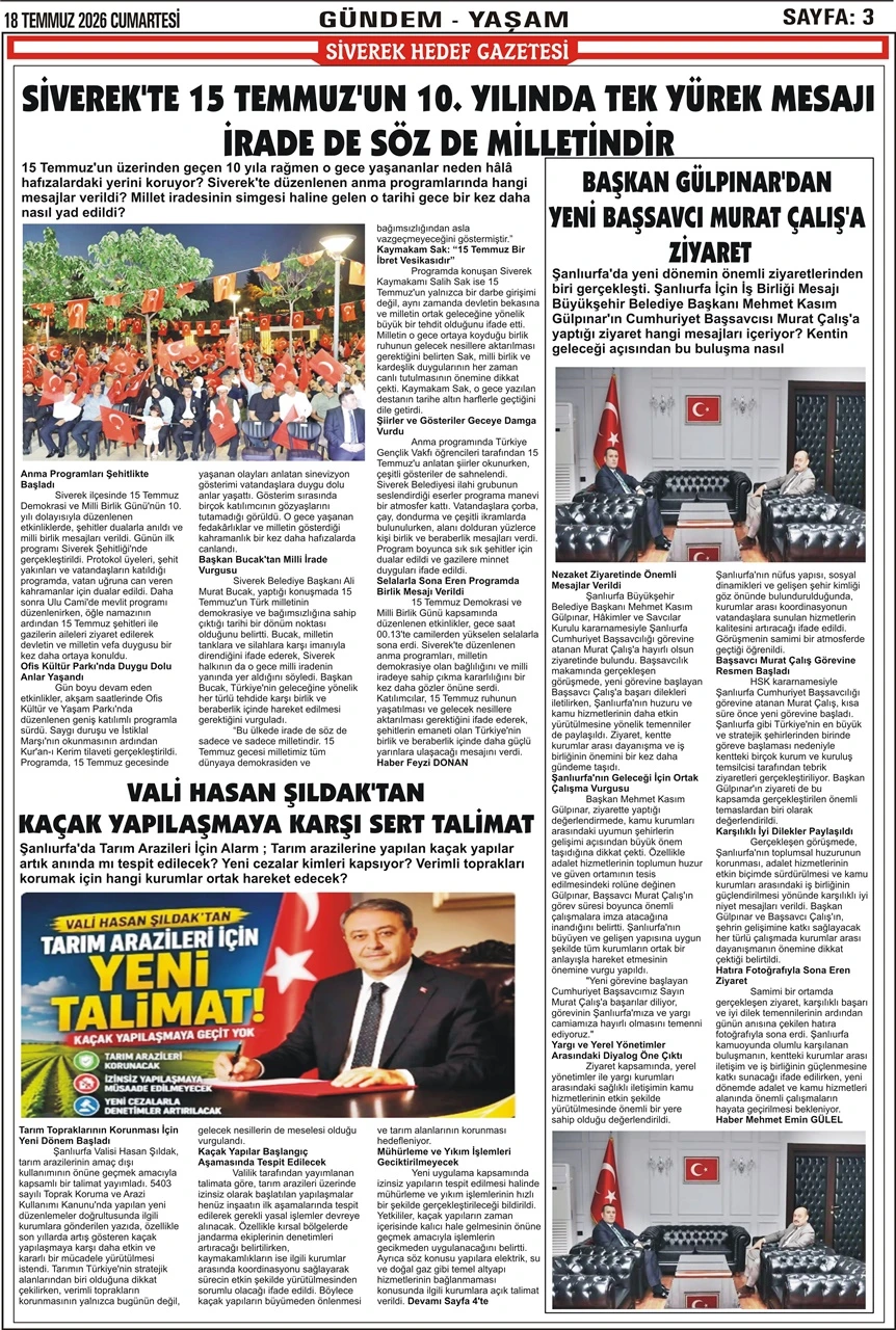 18.07.2026 Tarihli Gazetemiz