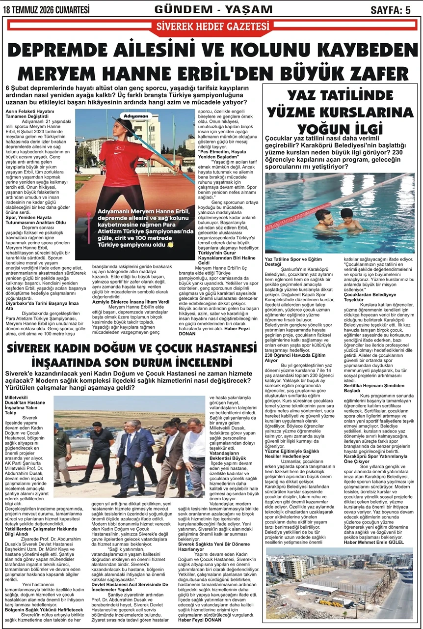 18.07.2026 Tarihli Gazetemiz