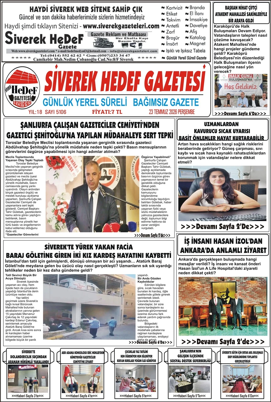 23.07.2026 Tarihli Gazetemiz