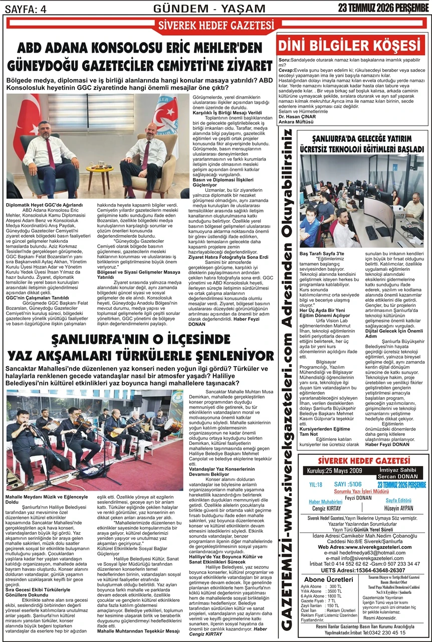 23.07.2026 Tarihli Gazetemiz