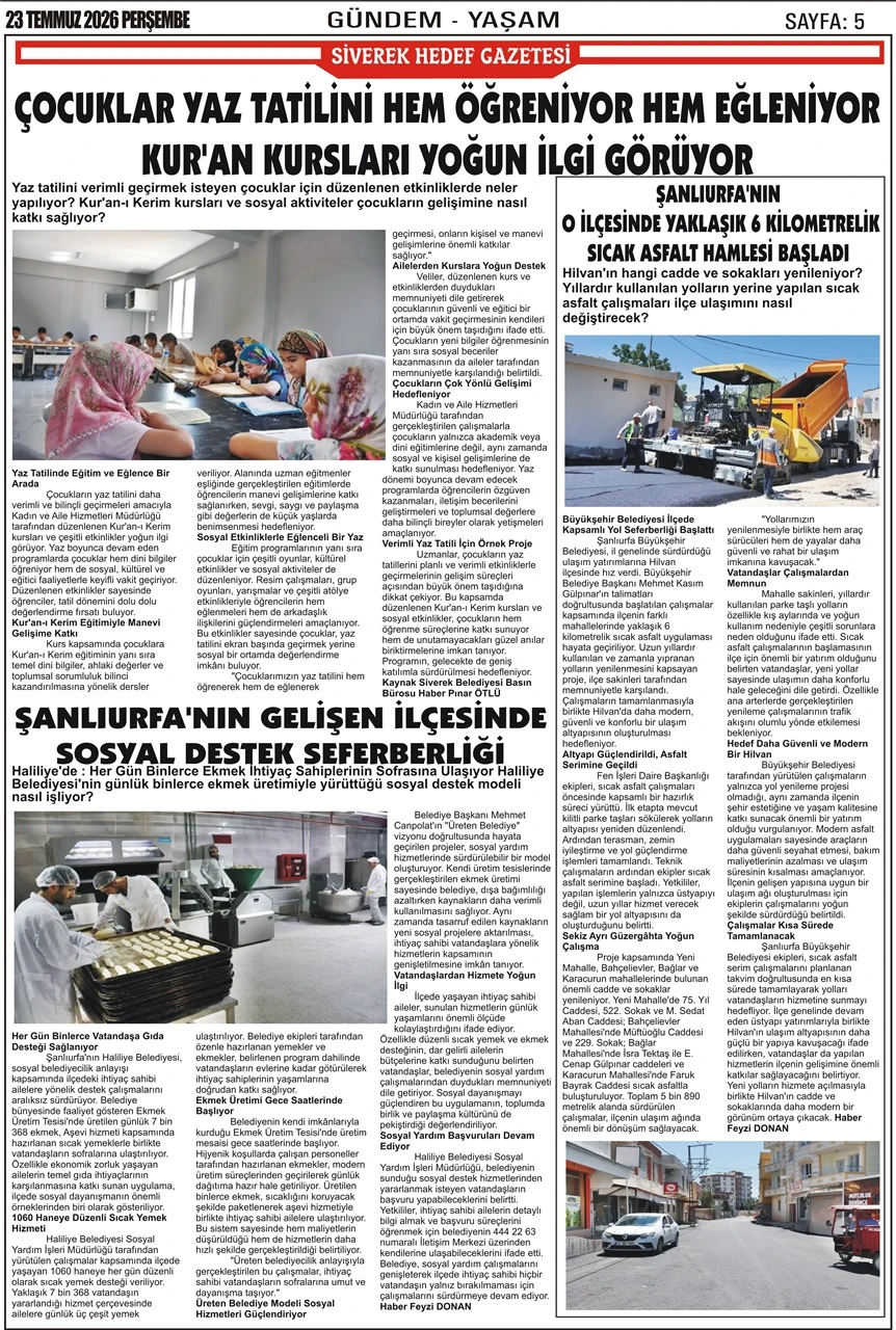 23.07.2026 Tarihli Gazetemiz