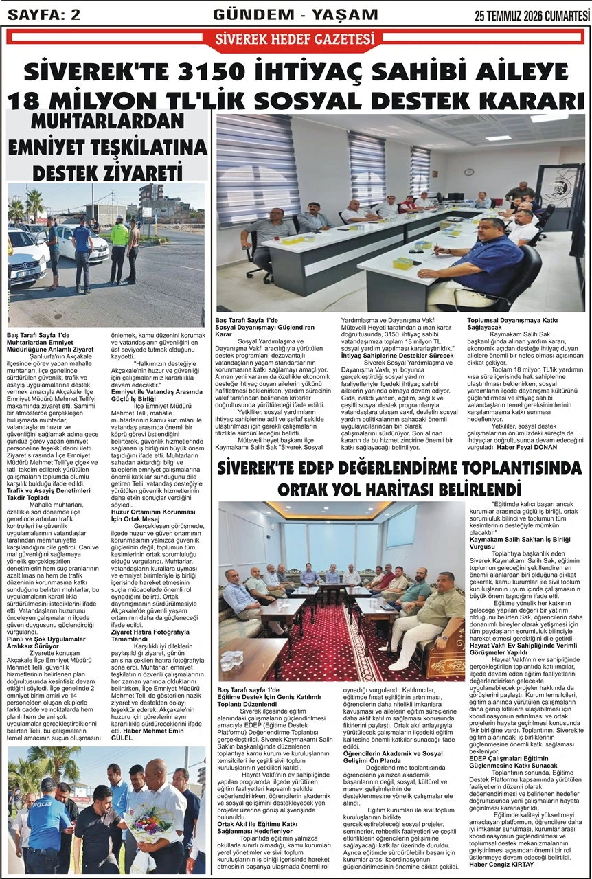25.07.2026 Tarihli Gazetemiz