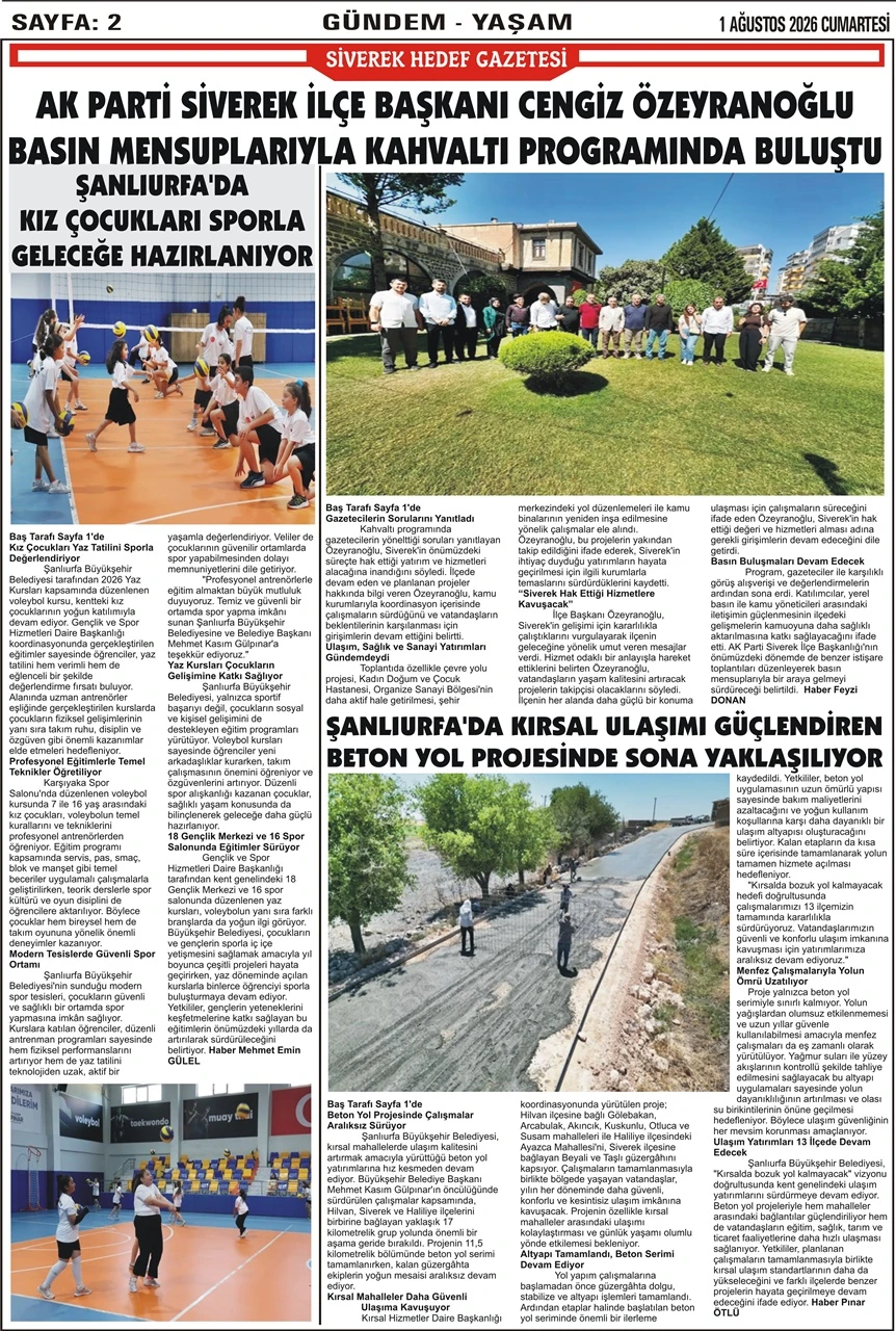 01.08.2026 Tarihli Gazetemiz