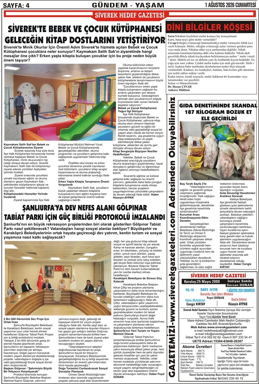 01.08.2026 Tarihli Gazetemiz