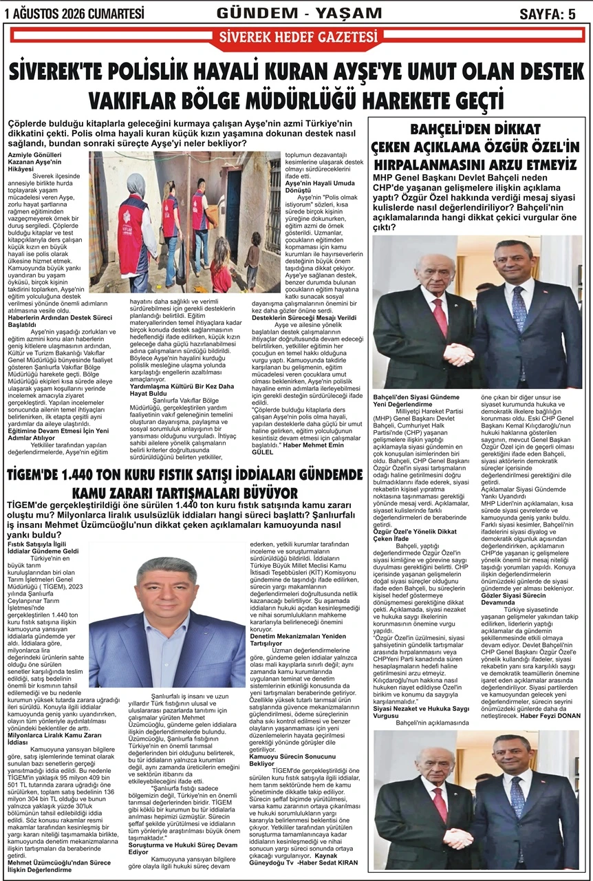 01.08.2026 Tarihli Gazetemiz