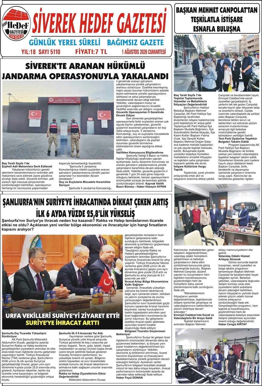 01.08.2026 Tarihli Gazetemiz
