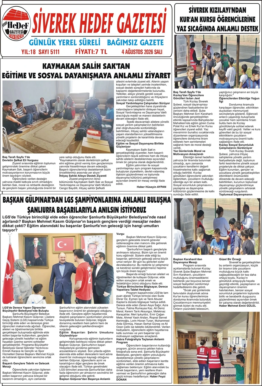 04.08.2026 Tarihli Gazetemiz