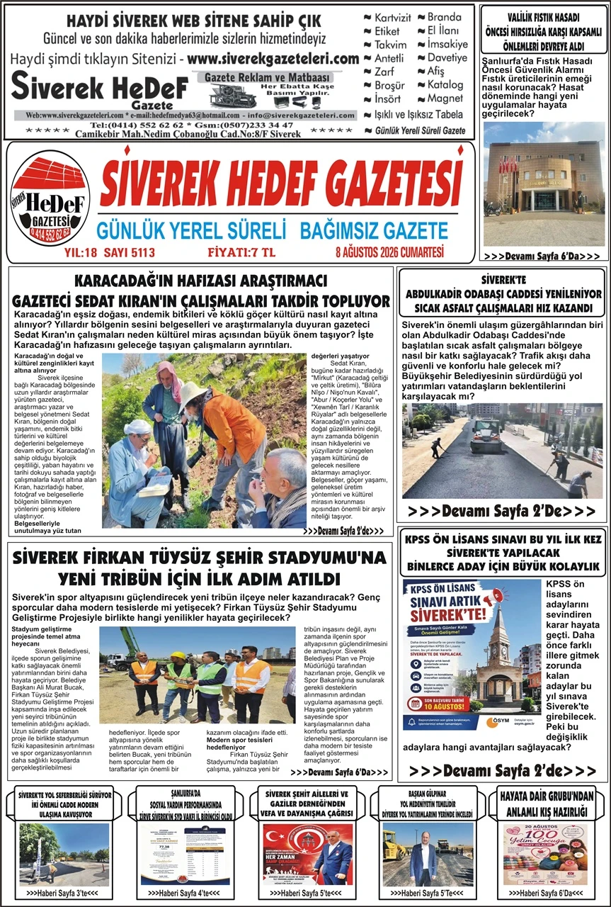 08.08.2026 Tarihli Gazetemiz