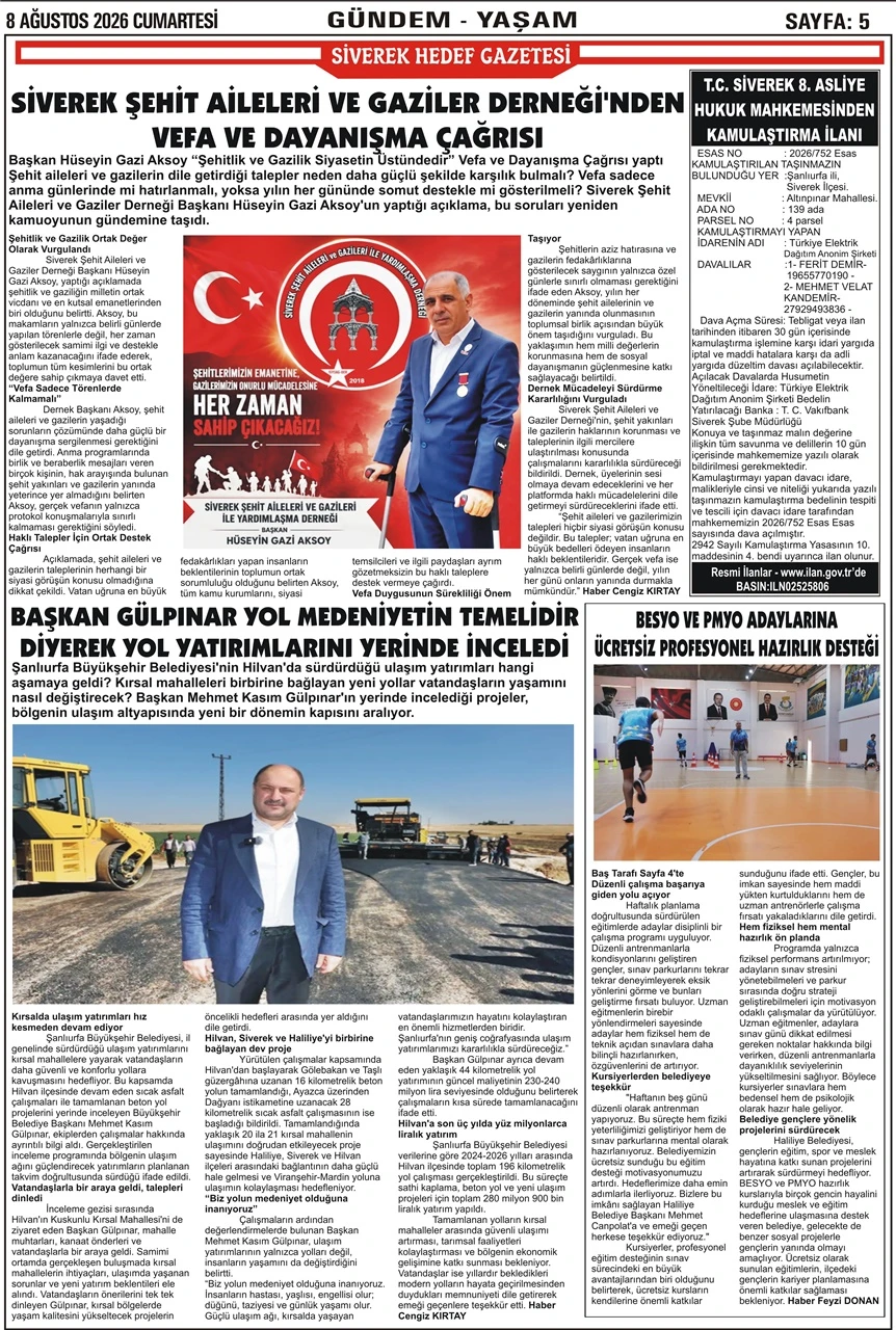 08.08.2026 Tarihli Gazetemiz