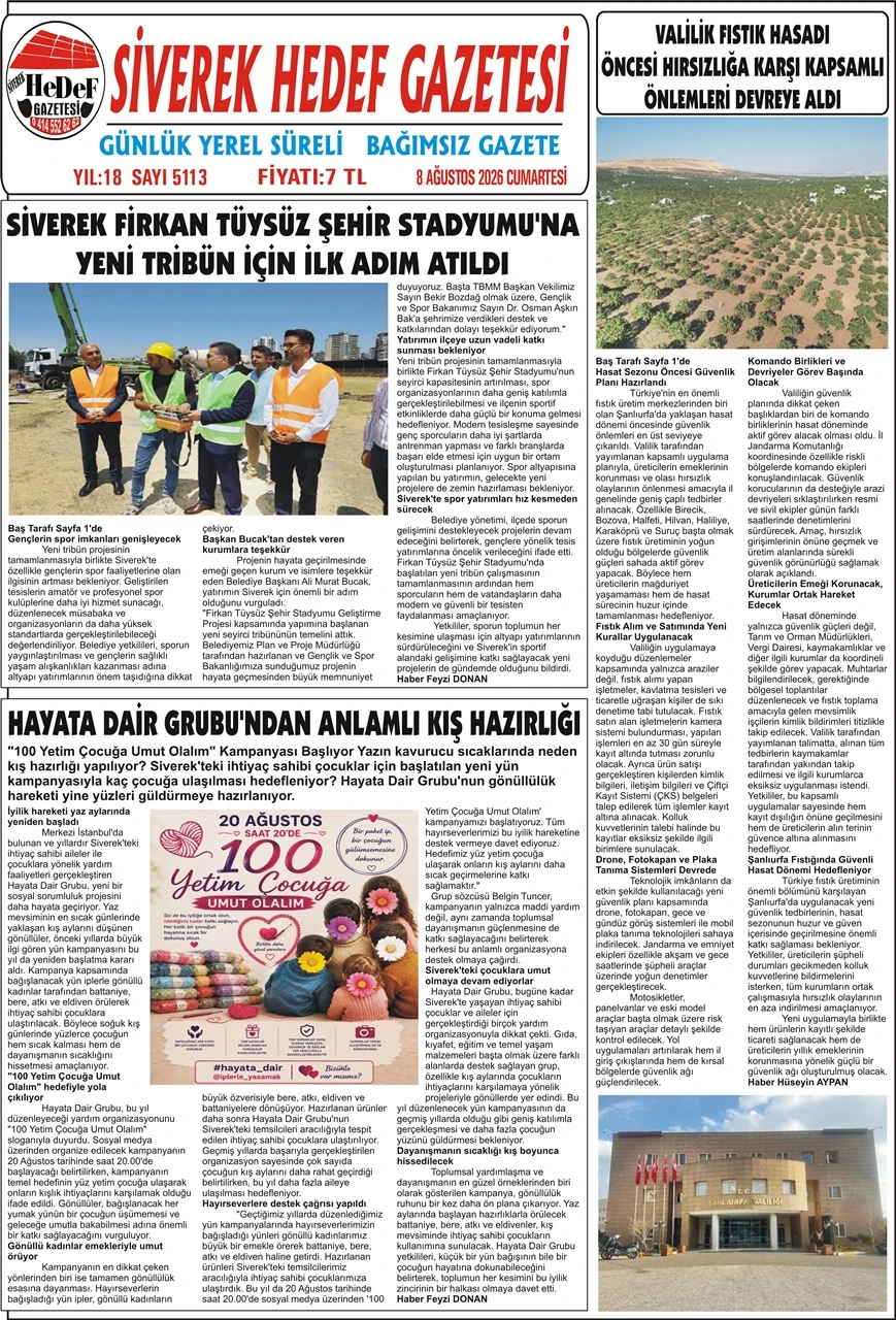 08.08.2026 Tarihli Gazetemiz