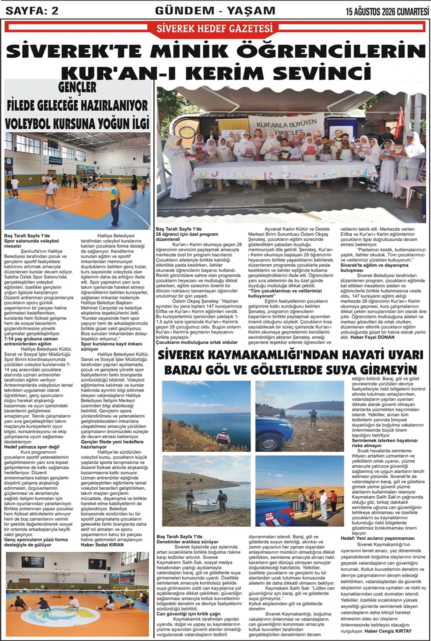 15.08.2026 Tarihli Gazetemiz