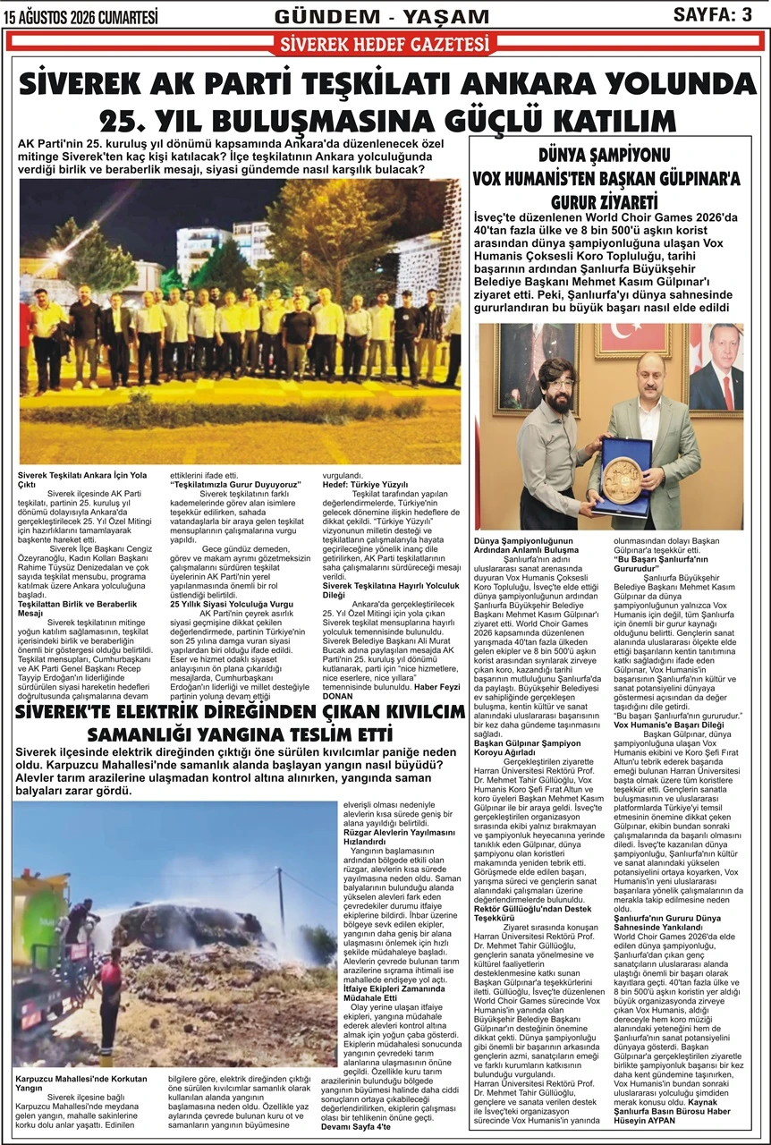 15.08.2026 Tarihli Gazetemiz