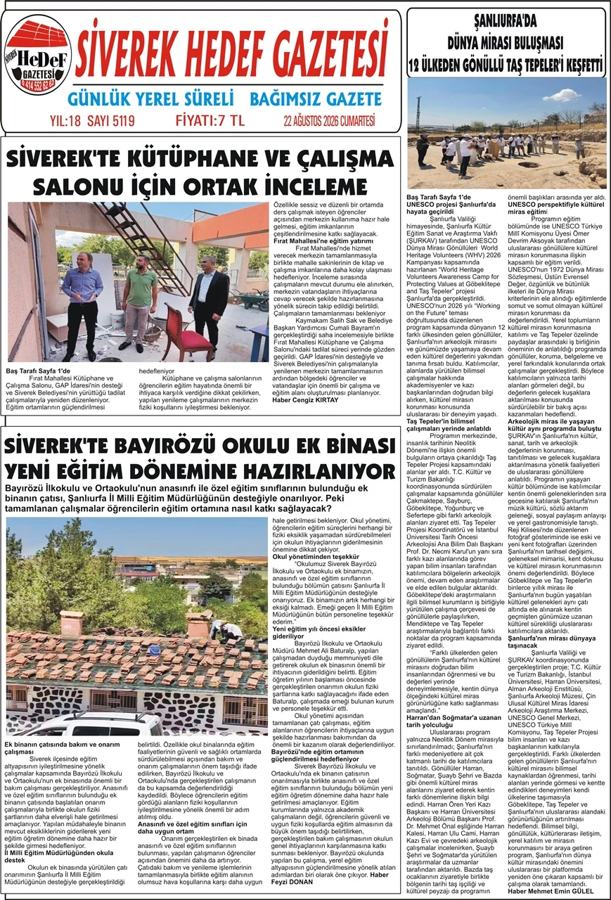 22.08.2026 Tarihli Gazetemiz