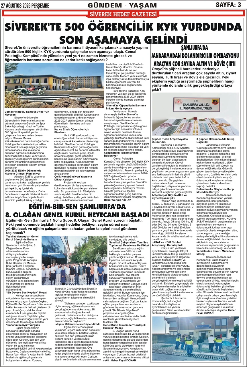 27.08.2026 Tarihli Gazetemiz