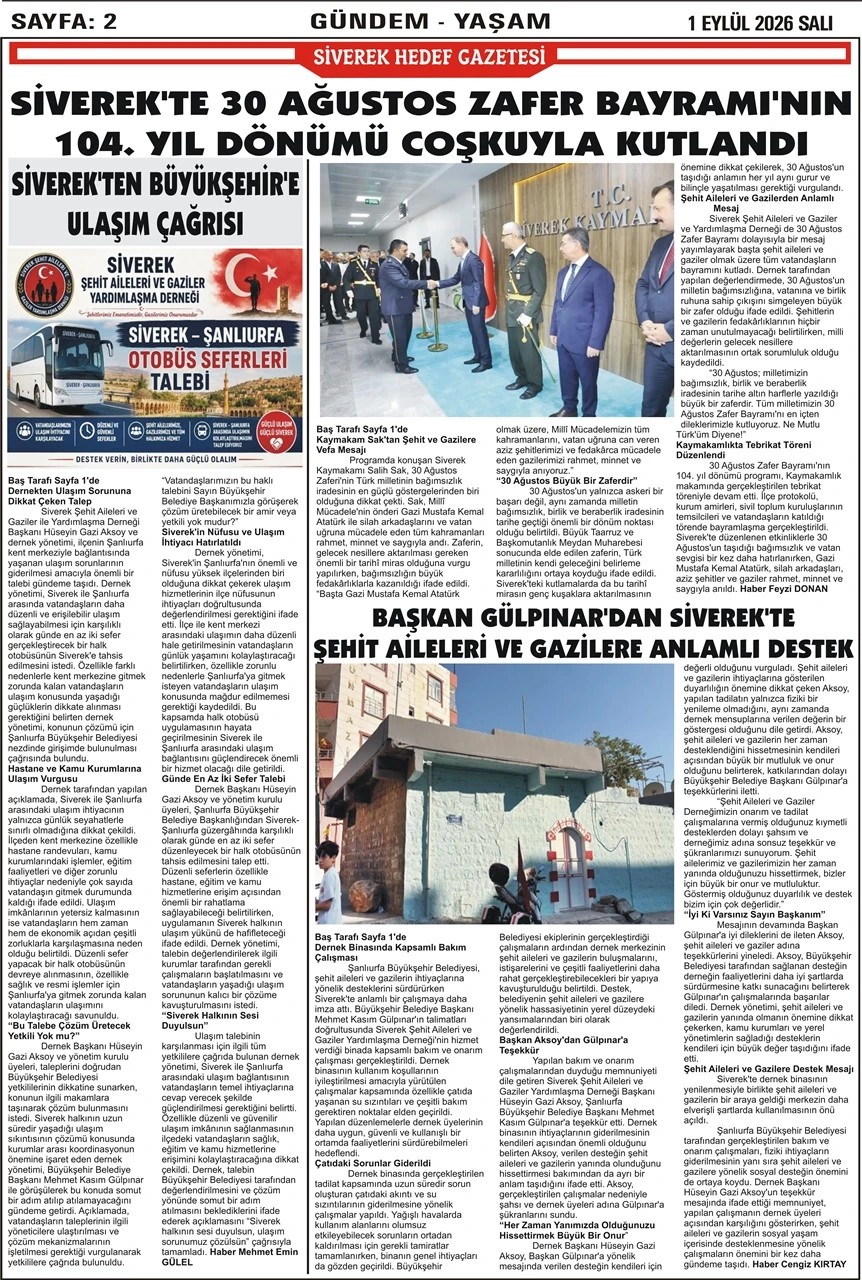 01.09.2026 Tarihli Gazetemiz
