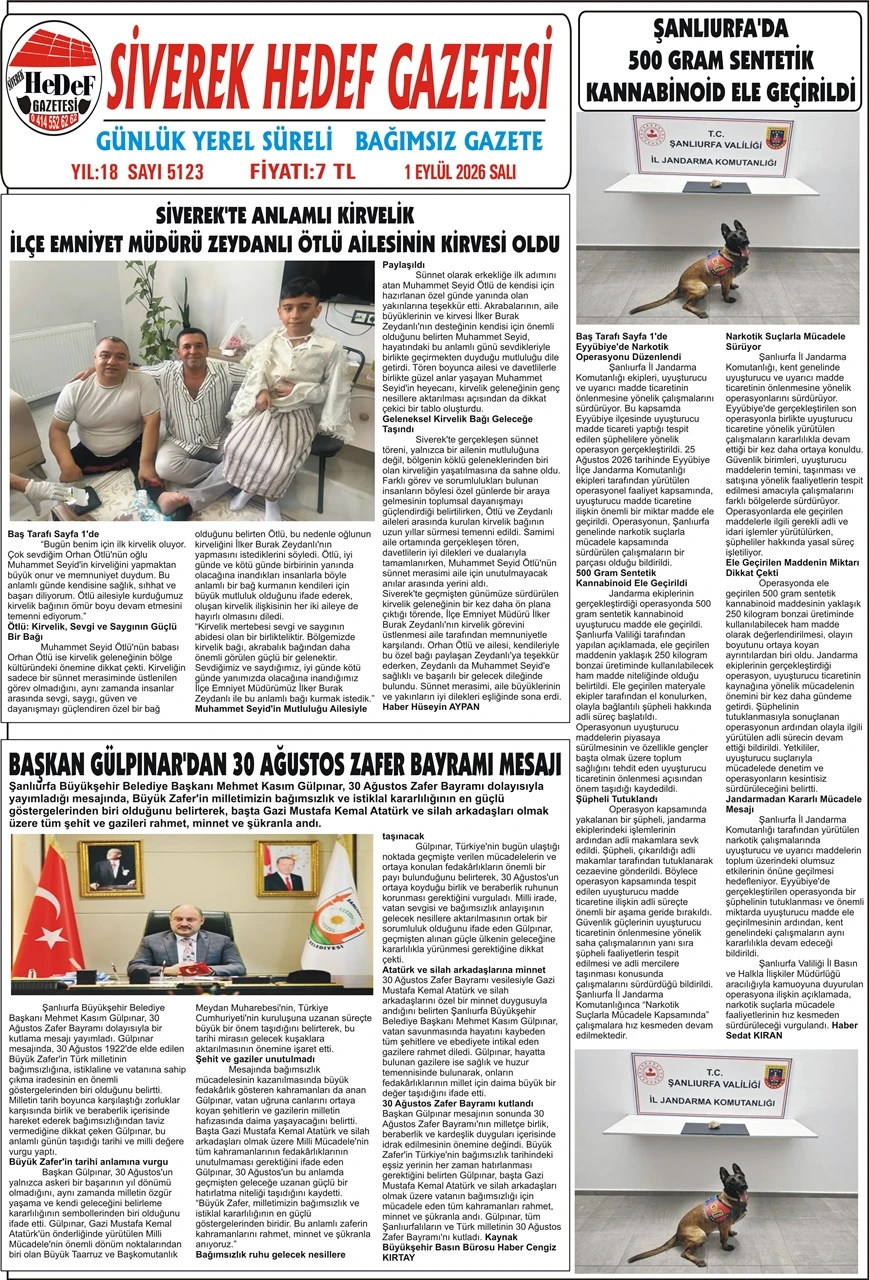 01.09.2026 Tarihli Gazetemiz