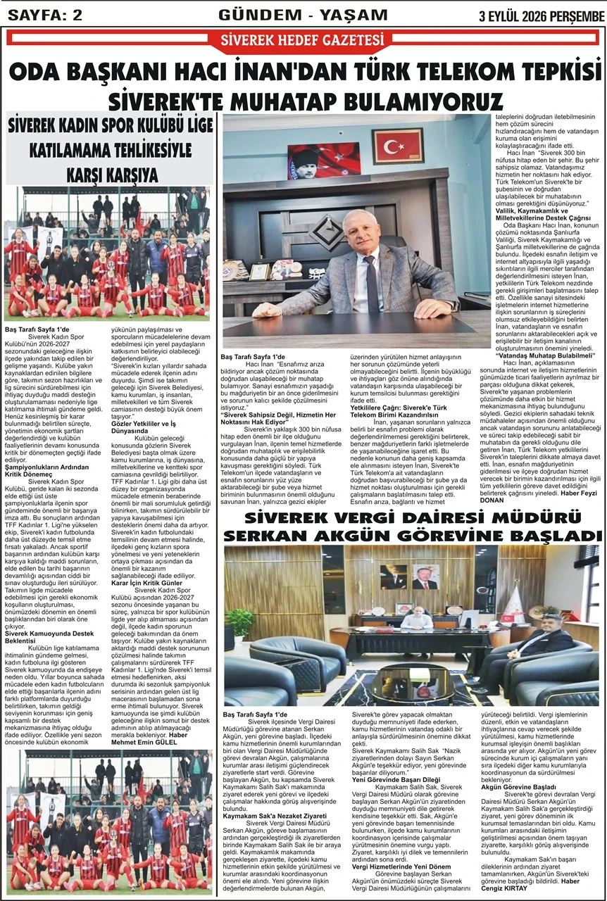 03.09.2026 Tarihli Gazetemiz