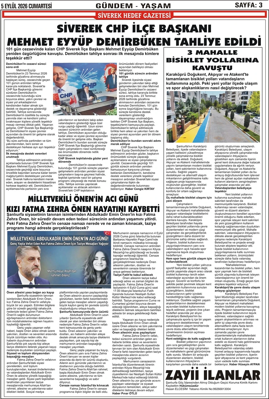 05.09.2026 Tarihli Gazetemiz