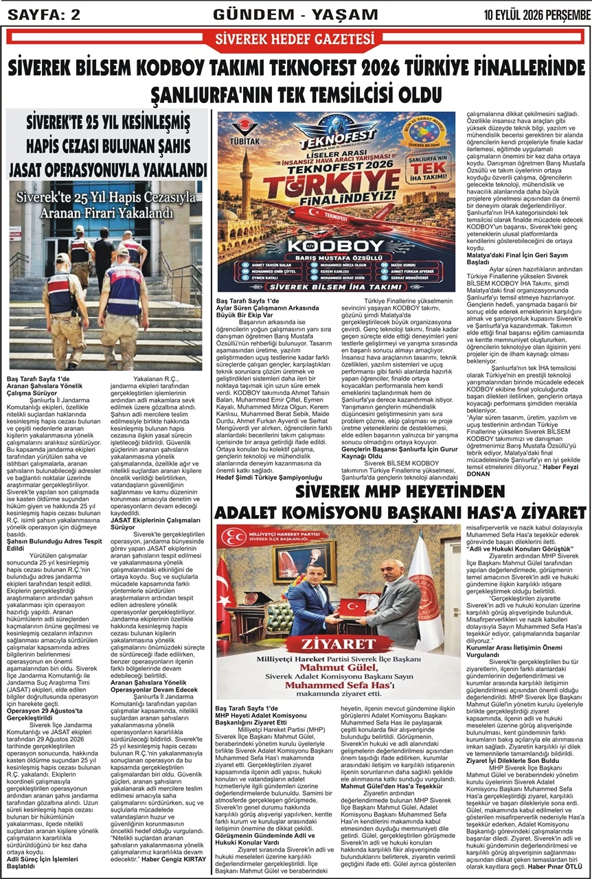 10.09.2026 Tarihli Gazetemiz