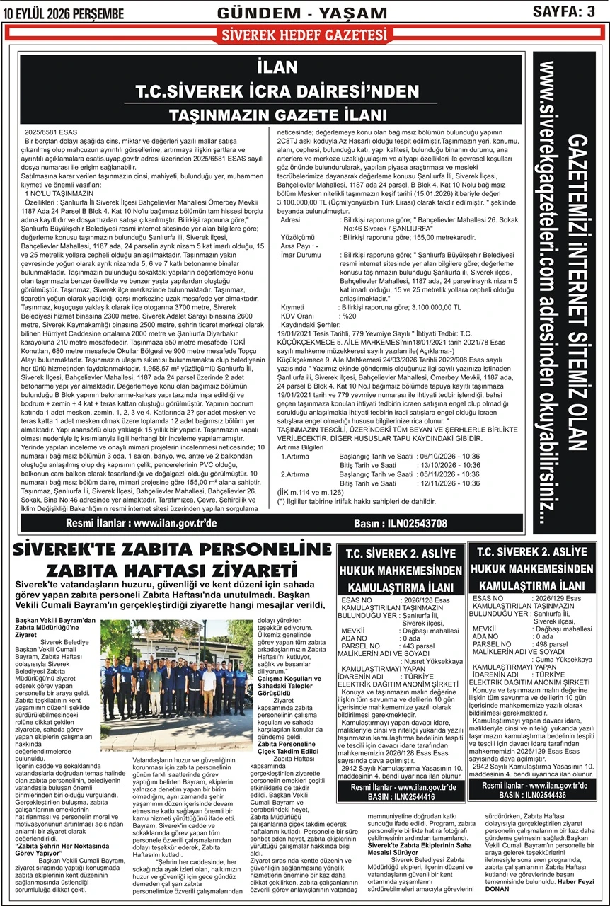 10.09.2026 Tarihli Gazetemiz