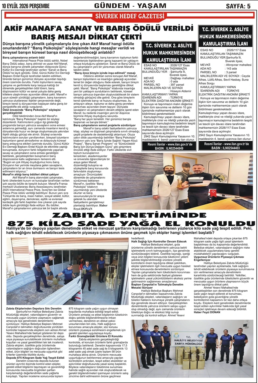 10.09.2026 Tarihli Gazetemiz