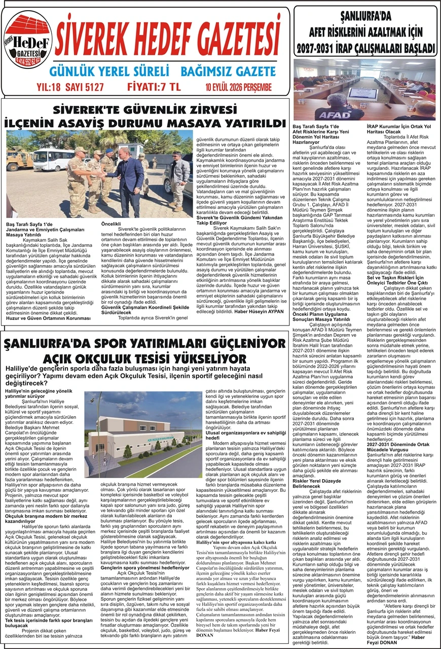 10.09.2026 Tarihli Gazetemiz