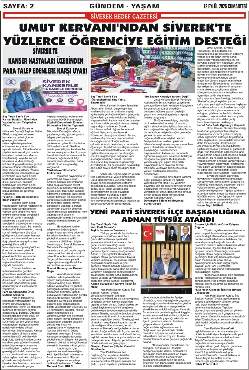 12.09.2026 Tarihli Gazetemiz