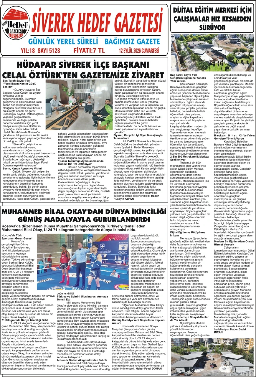 12.09.2026 Tarihli Gazetemiz