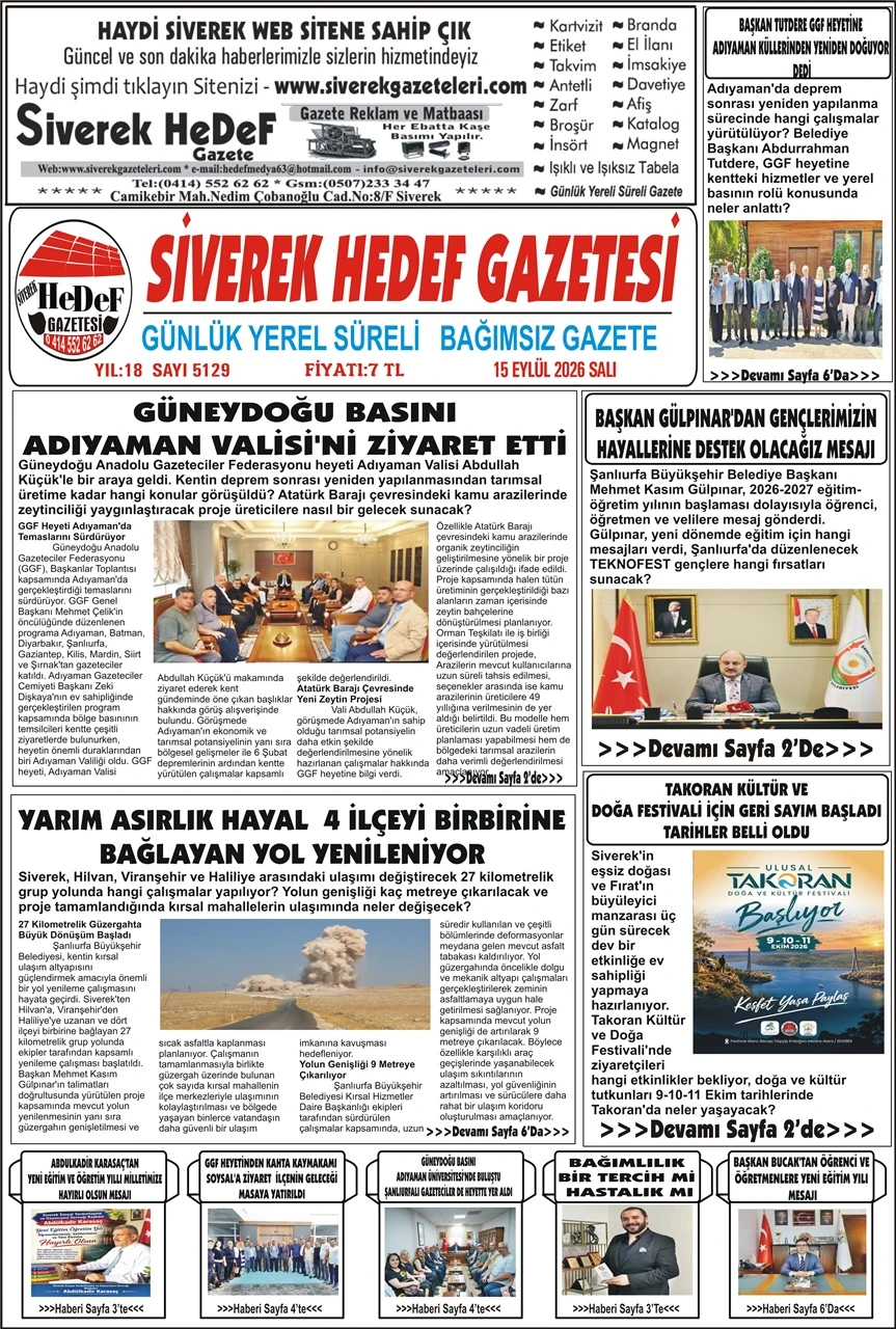 15.09.2026 Tarihli Gazetemiz