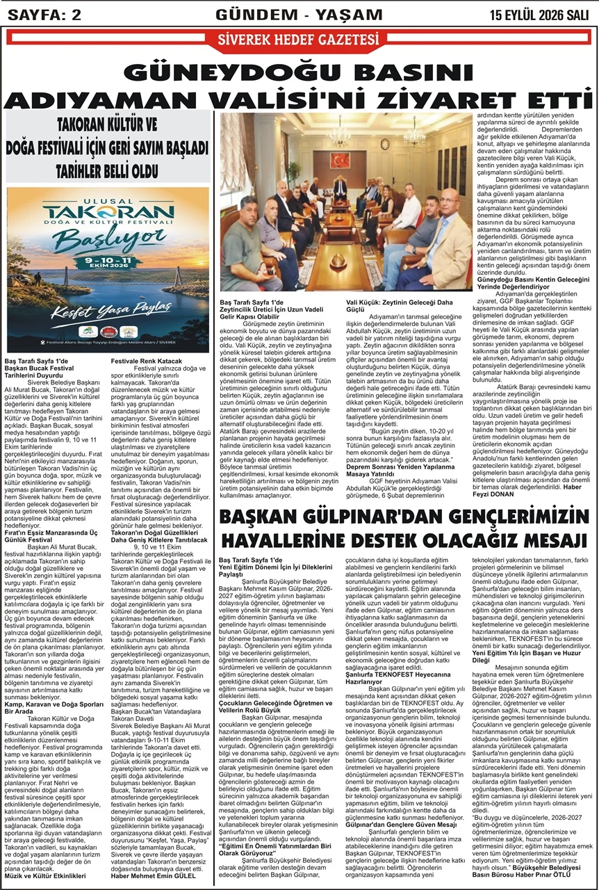 15.09.2026 Tarihli Gazetemiz