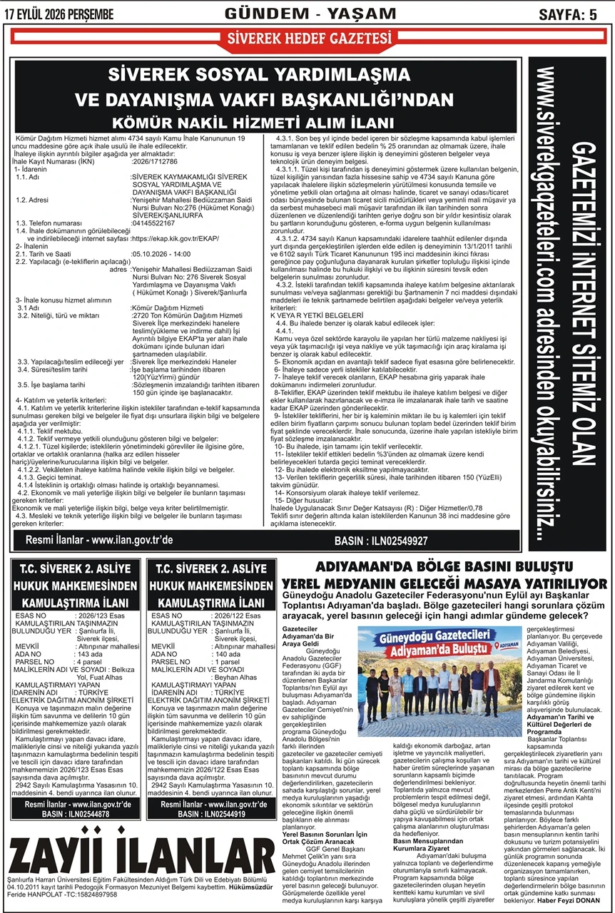 17.09.2026 Tarihli Gazetemiz